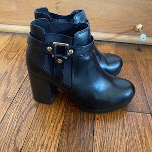 Black chunky ankle boots with platform